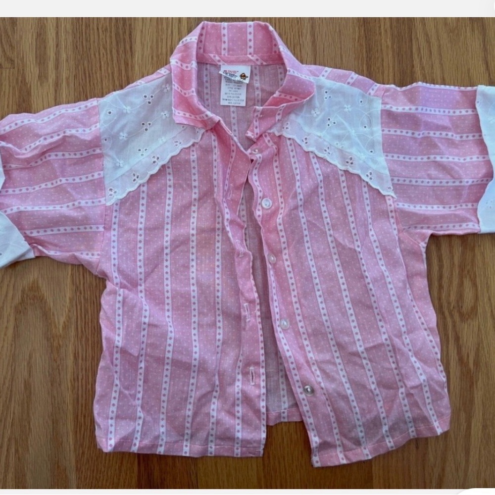 Vintage Winnie the Pooh Pink Striped Kids Shirt size 5